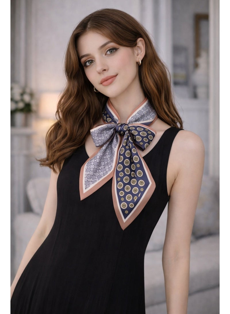 أولودينيز  وشاح حريري صغير للنساء – إكسسوار طويل نحيف بطبعات أنيقة - Image 1